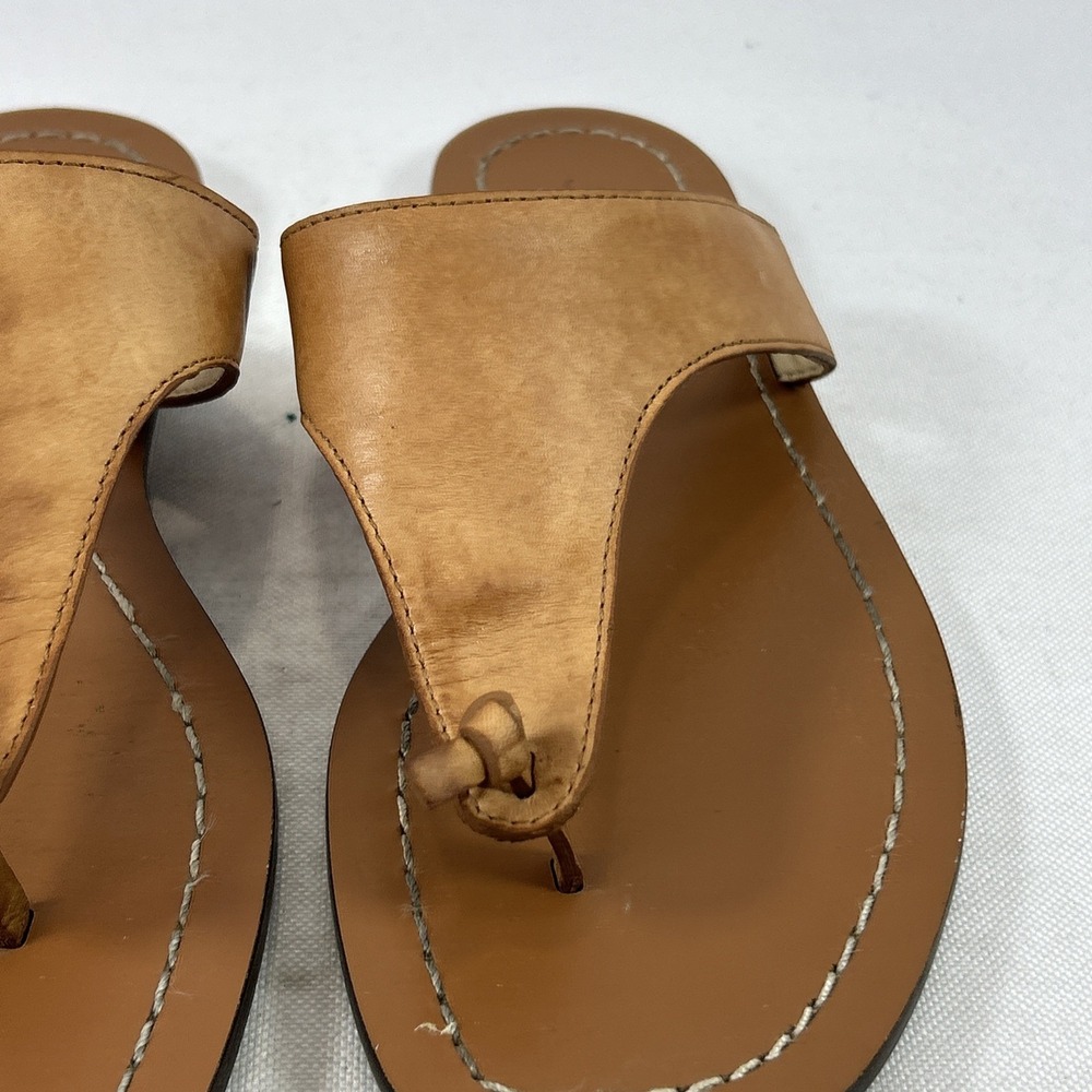 J. Crew Thong Sandals Women's Size 6 Genuine Leather Brown Tan Slides - Picture 9 of 14